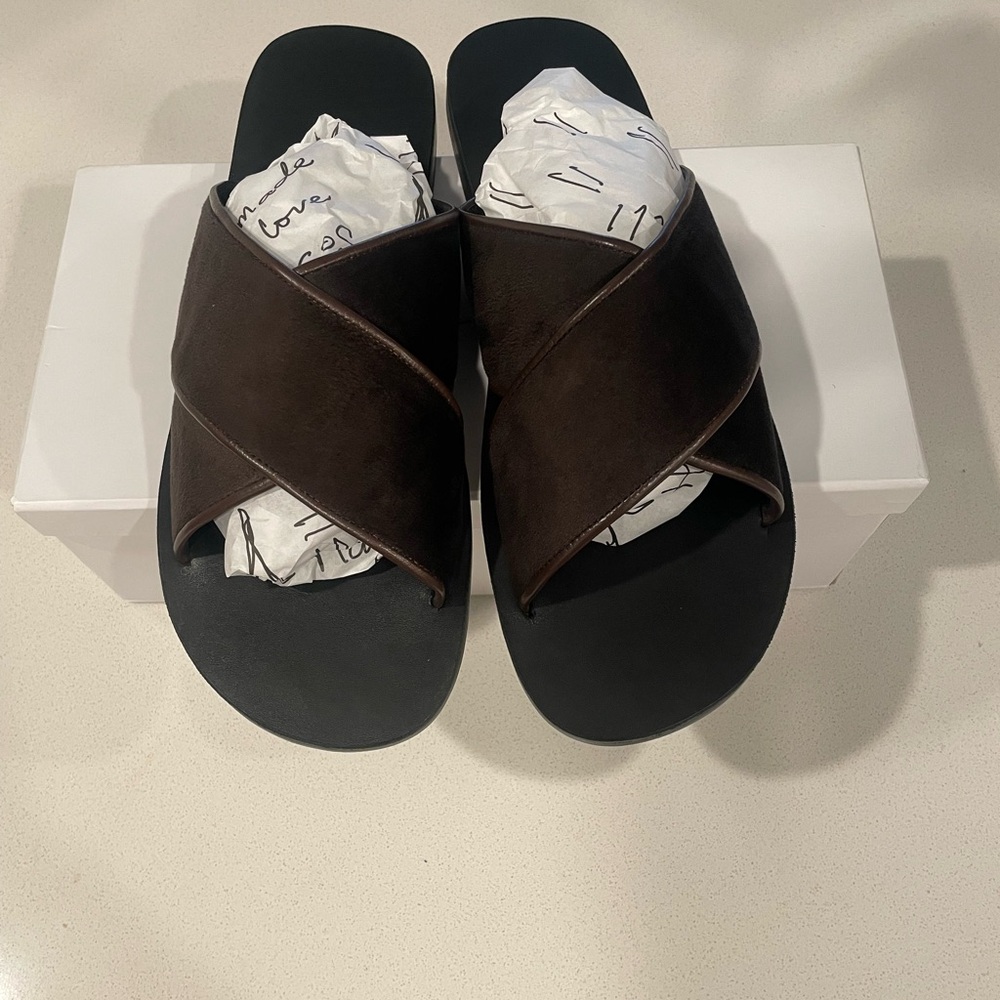 Men's Chocolate Brown Suede Sandals